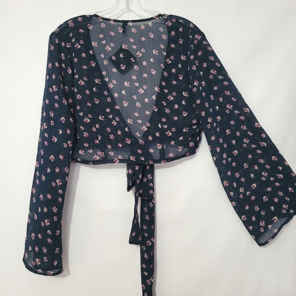 Zaful Flare Sleeve Front Tie Crop Cardigan S - Picture 5 of 6